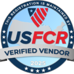 USFCR Verified Vendor 2025 logo with the text "This registration is maintained by USFCR Verified Vendor 2025"